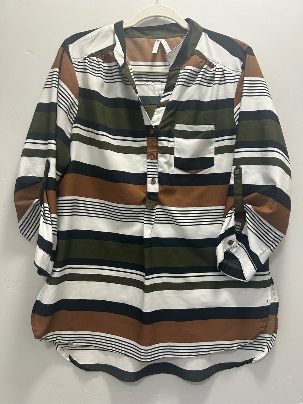 Live 4 Truth Striped Blouse in White, Olive Green, Brown, Black